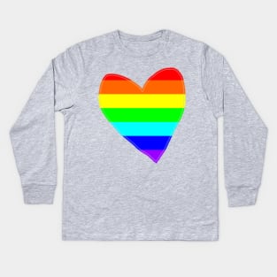 Bright Rainbow Love Heart Kids Long Sleeve T-Shirt